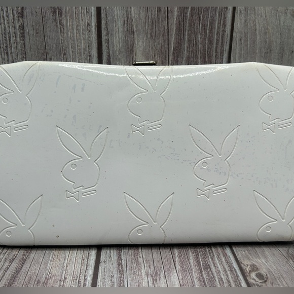 PLAYBOY Vintage Y2K Clutch/ Long Wallet Playboy Bunny White Gold VTG RARE - Picture 4 of 15